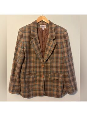 Bridgewater Classics Plaid Wool Blend Peacoat Size 14